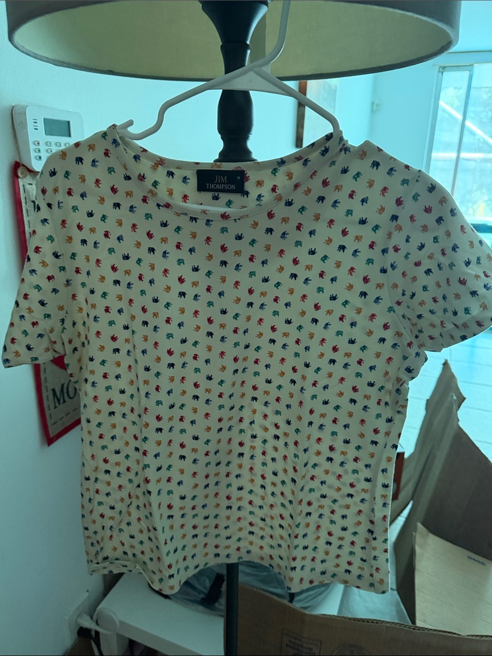 Thompson Cream Short Sleeve Tee with Multicolor Mini Print
